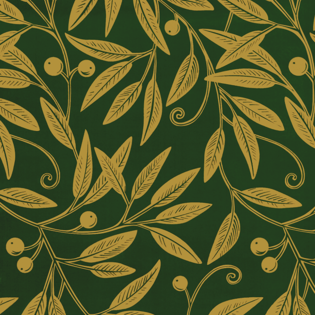 SULLIVAN'S GOLD LEAVES ON GREEN XMAS WRAPPING PAPER " BUDGET" VAL 5012.
