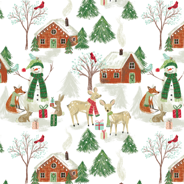 Wholesale Gift Wrap Paper Rolls " Cozy Xmas Critters "
