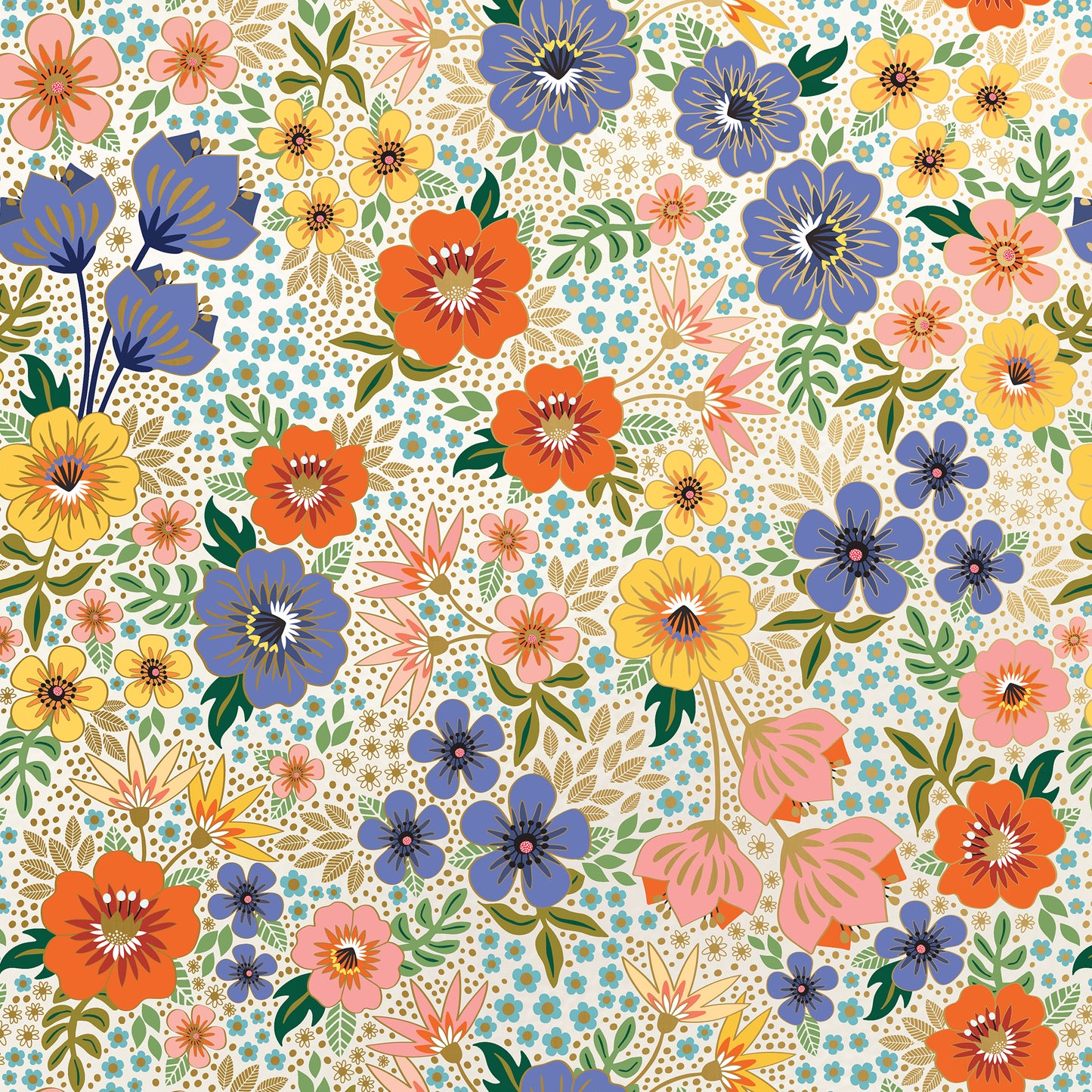 Floral Gift Wrapping Paper Jillson Roberts Golden Floral