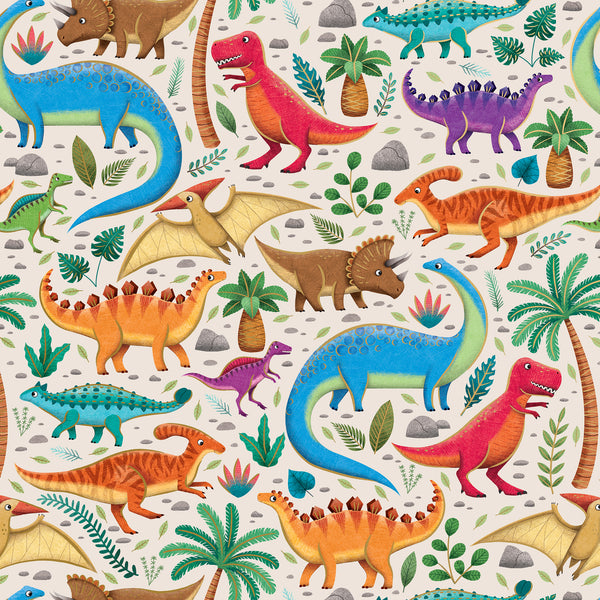 DINOSAURS CHILDREN  GIFT WRAPPING PAPER BY JILLSON ROBERTS USA.. B 371.