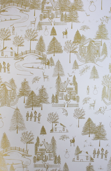 GOLD WINTERTOWN XMAS GIFT WRAPPING PAPER BY SULLIVAN USA  GW  9464