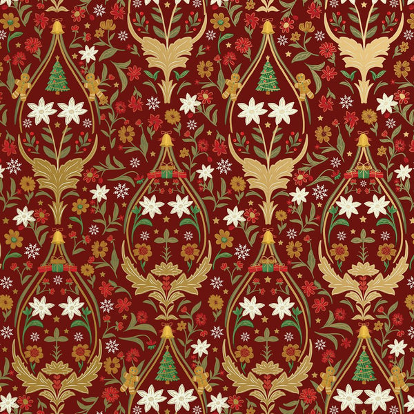 HOLIDAY DAMASK CHRISTMAS GIFT WRAP BY JILLSON ROBERTS USA  XB 844.