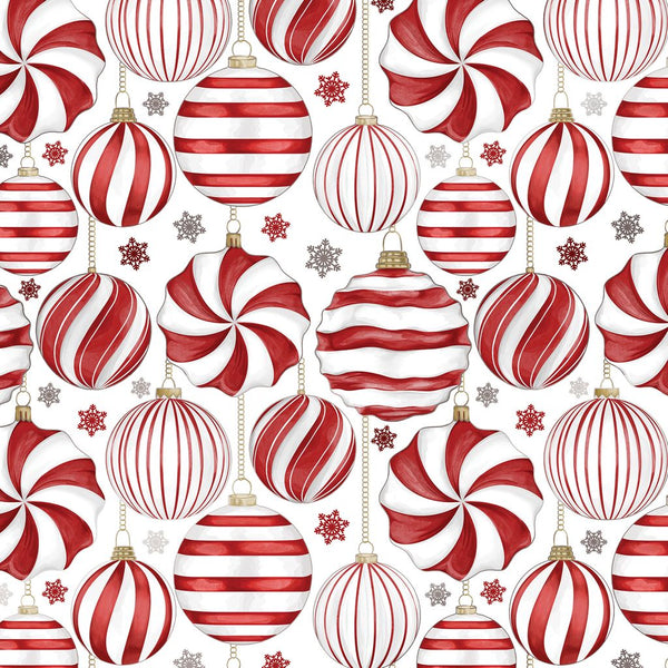 RED WHITE ORNAMENTS CHRISTMAS GIFT WRAP BY JILLSON ROBERTS USA XB 843.