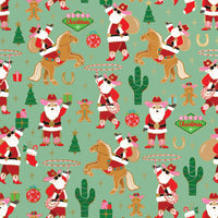 RODEO SANTO CHILDRENS CHRISTMAS GIFT WRAP  BY JILLSON ROBERTS. XB 837.