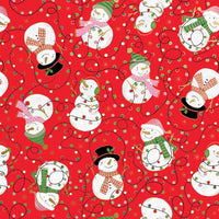SNOWMEN & LIGHTS CHRISTMAS GIFT WRAP BY JILLSON ROBERTS USA. XB 833.