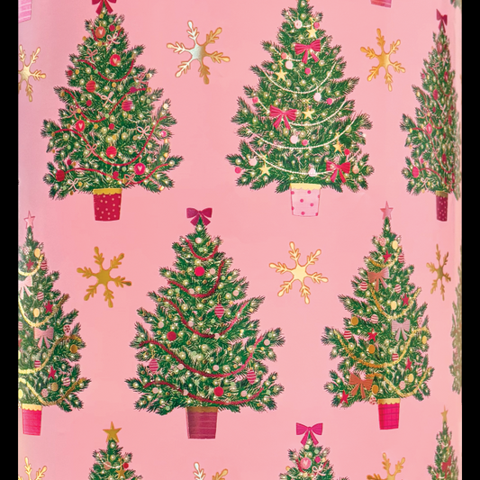 CLASSIC CHRISTMAS TREES GIFT WRAPPING PAPER BY SULLIVAN PAPERS USA GW9565