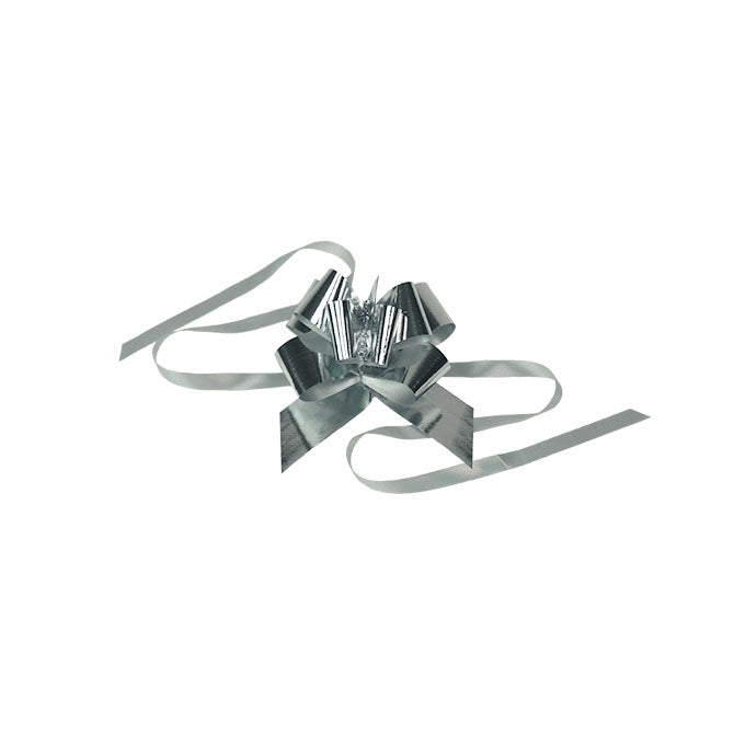 SILVER GLITTER PULL BOW RIBBONS  PBGSL