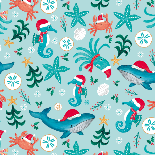 Bulk Wholesale Christmas Under Sea Gift Wrap By Sullivan Papers USA. Free Shipping.
