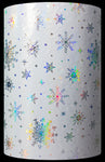 BEAUTIFUL RAINBOW HOLOGRAPHIC SILVER SNOWFLAKES WITH WHITE BKGD. GW 9423