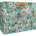 Retro Floral Aqua Gift Tote Shoppers By Jillson Roberts USA.