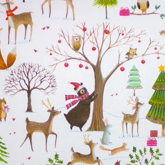 CHRISTMAS WOODS GIFT WRAP ROLLS USA. GW 9005  FREE SHIPPING