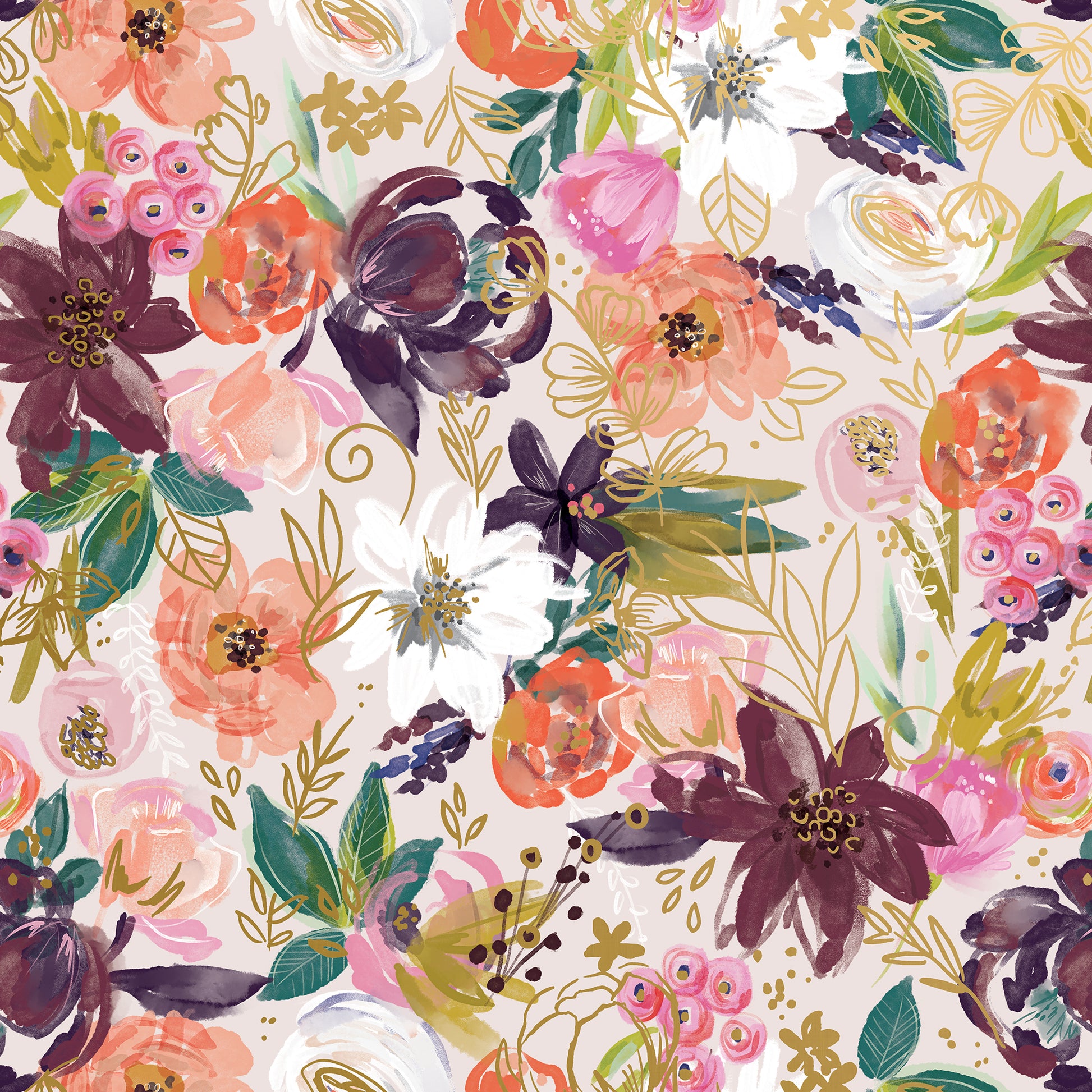 Twig & Twine Floral Gift Wrapping Paper By Jillson Roberts USA.