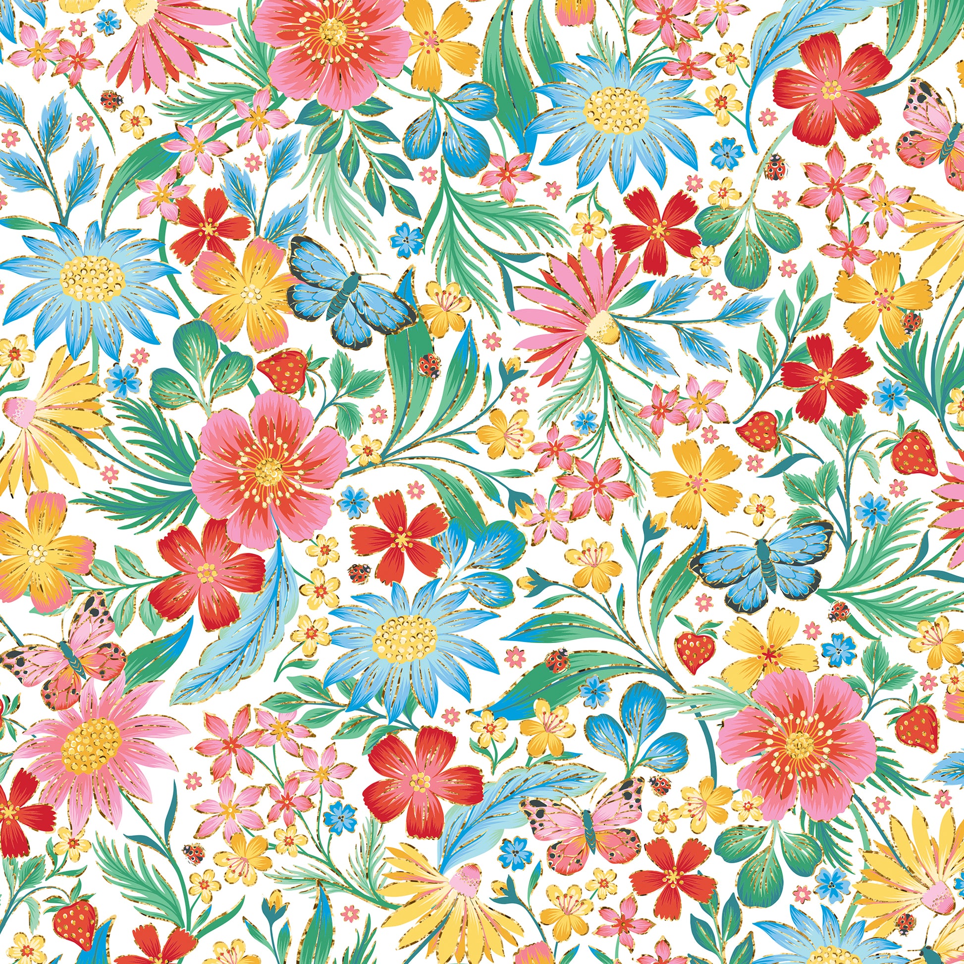 Happy Wildflower Gift Wrapping Paper By Jillson Roberts USA.
