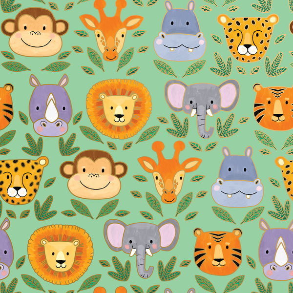 Jungle Animals Baby Gift Wrap By Jillson Roberts USA.