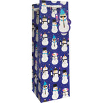 JILLISON ROBERTS BLUE SNOWMAN CHRISTMAS WINE BOTTLE BAG   XBT 608a