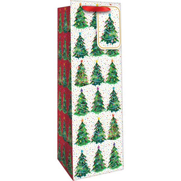 JILLISON ROBERTS TREES CHRISTMAS WINE BOTTLE BAG.   XBT 798 a