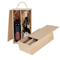 Wooden TWO Bottle Wine Carrier  Italian