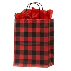 Holiday Buffalo Plaid Shopping Bag   8x4x10