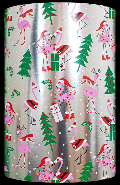 MINGLING FLAMINGOS XMAS GIFT WRAP BY SULLIVAN PAPERS USA. GW 9371