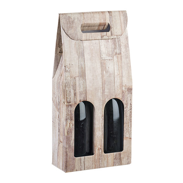 BARNWOOD SATIN EMBOSSED " TWO" BOTTLE CARRIER  30/CASE  BC2WOO