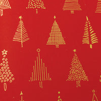 GOLD TREES ON RED GIFT WRAP ROLL MADE IN USA BY Gage
