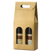 GOLD LINEN " ORO " 2 BOTTLE WINE CARRIER MAD IN ITALY.   BC2ORO30